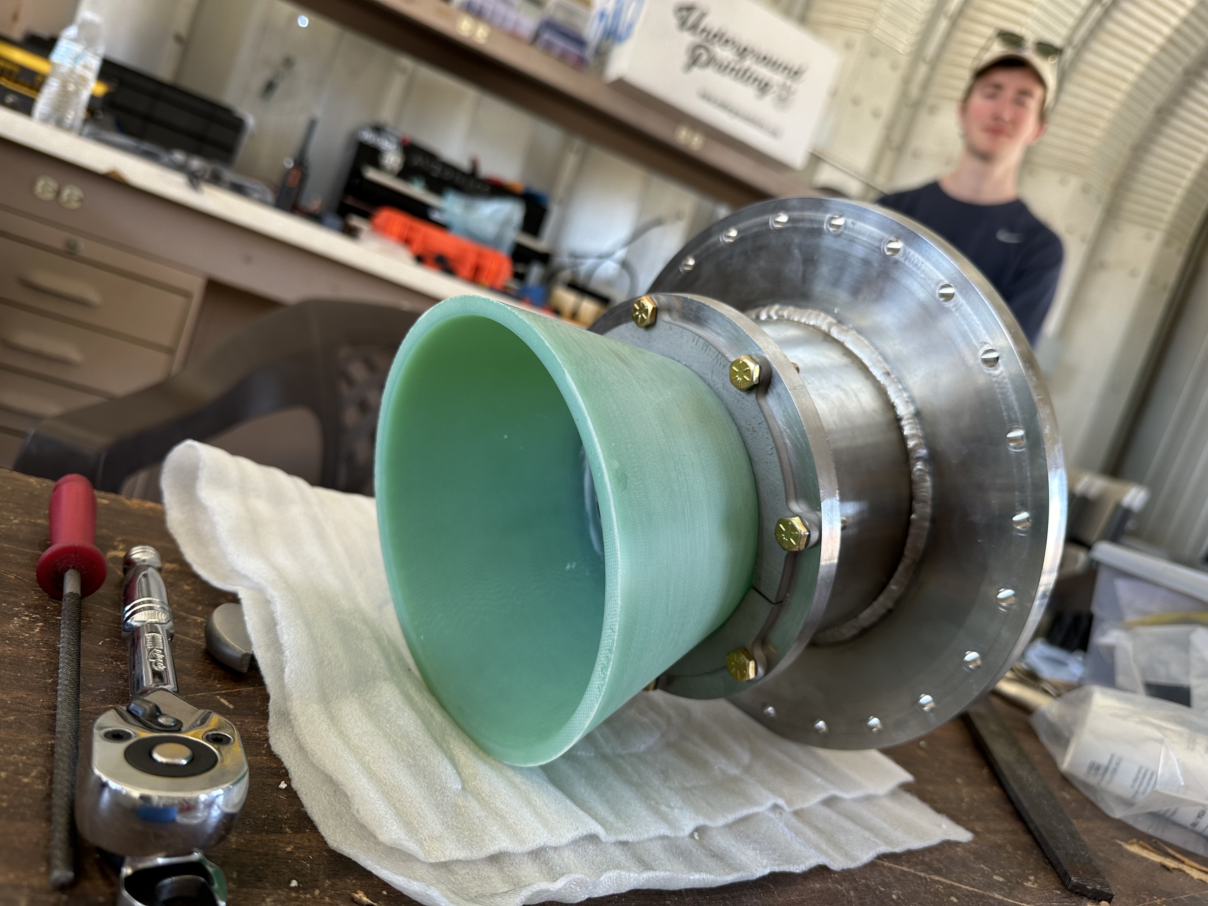 Fully assembled nozzle right before mounting to engine