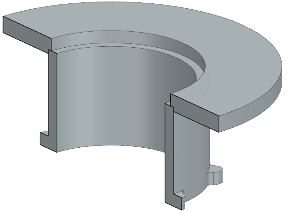 CAD screenshot of pre-weld nozzle design
