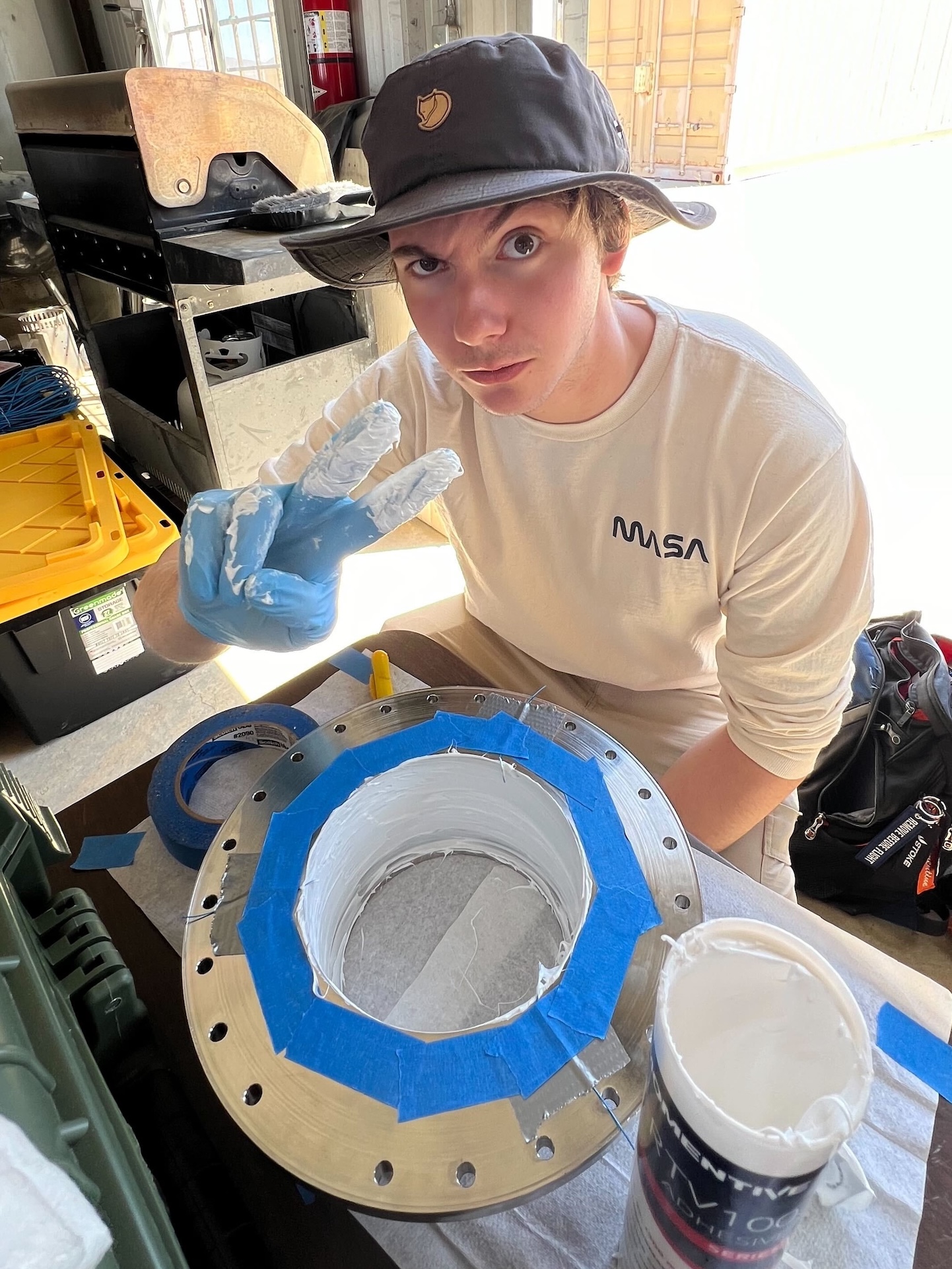 Interior of nozzle flange covered in RTV